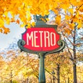 Metro subway station sign in Paris Royalty Free Stock Photo