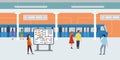 Metro subway tiny people flat vector illustration