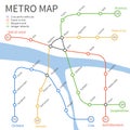 Metro subway train map. Vector urban transportation concept