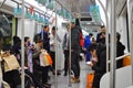 Subway Metro train that run underground in Shanghai China. Royalty Free Stock Photo