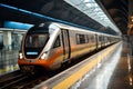 Metro train arrives at the station, ushering passengers for their travel Royalty Free Stock Photo