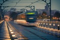 Metro Train on the Bridge of Dom Luiz in Porto Royalty Free Stock Photo