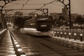 Metro Train on the Bridge of Dom Luiz in Porto Royalty Free Stock Photo