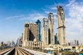 Metro train downtown in Dubai.