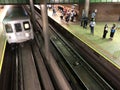 Metro Train entering station in New York.