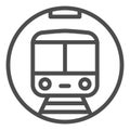 Metro train line icon, railway transport symbol, subway vector sign on white background, underground icon in outline Royalty Free Stock Photo