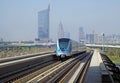 Metro train on the Red line in Dubai