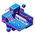 Metro train station vector cross section illustration