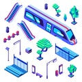 Metro train station vector isometric illustration Royalty Free Stock Photo