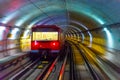 Metro train in subway underground tunnel Royalty Free Stock Photo