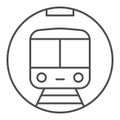 Metro train thin line icon, railway transport symbol, subway vector sign on white background, underground icon in Royalty Free Stock Photo