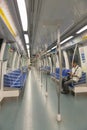 Metro or underground modern train inside Royalty Free Stock Photo