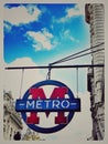 Metro underground sign in Paris France