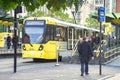 Metrolink Tram in St Peter`s Square Manchester UK Royalty Free Stock Photo