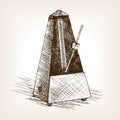 Metronome hand drawn sketch vector