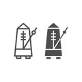 Metronome line and glyph icon, musical and tempo, equipment sign, vector graphics, a linear pattern