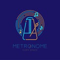 Metronome, music note with line staff circle shape logo icon outline stroke set dash line design illustration Royalty Free Stock Photo