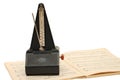 Metronome on sheet music Royalty Free Stock Photo