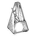 Metronome tool engraving vector illustration