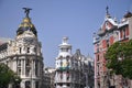 Metropolis building on Gran Via St. in Madrid Royalty Free Stock Photo