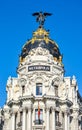 Metropolis building on Gran Via street, Madrid, Spain Royalty Free Stock Photo