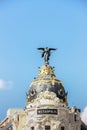 Metropolis dome tower with blue sky, Madrid, Spain