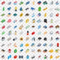 100 metropolis icons set, isometric 3d style Royalty Free Stock Photo