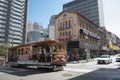 China town, Old Shanghai, San Francisco. Cable car running. Modern and old architecture. Royalty Free Stock Photo