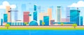 Metropolis skyline flat color vector illustration Royalty Free Stock Photo