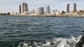 Metropolis urban skyline, highrise skyscrapers of city downtown, San Diego Bay, California USA. Waterfront buildings near pacific Royalty Free Stock Photo