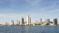Metropolis urban skyline, highrise skyscrapers of city downtown, San Diego Bay, California USA. Waterfront buildings near pacific Royalty Free Stock Photo