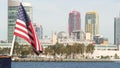 Metropolis urban skyline, highrise skyscrapers of city downtown, San Diego Bay, California USA. Waterfront buildings near pacific Royalty Free Stock Photo