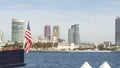 Metropolis urban skyline, highrise skyscrapers of city downtown, San Diego Bay, California USA. Waterfront buildings near pacific Royalty Free Stock Photo