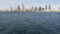 Metropolis urban skyline, highrise skyscrapers of city downtown, San Diego Bay, California USA. Waterfront buildings near pacific Royalty Free Stock Photo