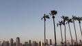 Metropolis urban skyline, highrise skyscrapers, San Diego Bay, California USA. Pacific ocean harbour in sunset light, view from Royalty Free Stock Photo