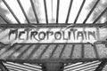 Metropolitain signboard in black and white Royalty Free Stock Photo