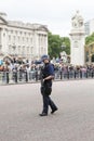 Metropolitan armed police officer during ceremonial changing of the London guards, London, United Kingdom