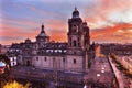 Metropolitan Cathedral Zocalo Mexico City Mexico Sunrise Royalty Free Stock Photo