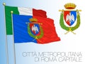 Metropolitan City of Roma Capital, flag and coat of arms, Lazio region, Italy