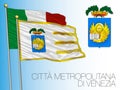 Metropolitan City of Venice, flag and coat of arms, Veneto region, Italy