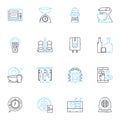 Metropolitan housing linear icons set. Urban, Housing, Apartments, City, Housing developments, High-rise, Suburban line