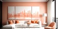Metropolitan Opulence: Contemporary Apartment Studio Comforts Interwoven with a Palette of Peach, White, and Orange Hues