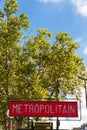 Metropolitan Paris Subway Underground Railway sign.