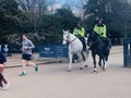 The Metropolitan Police Mounted on horseback in Victoria Park London England