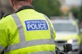 Police officer on duty at a protest demonstration, London,UK. Royalty Free Stock Photo