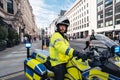 Metropolitan Police Officers on motorbikes waiting for Black Lives Matters crowd protesters to pass