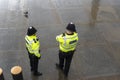 Metropolitan Police officers patrolling in Trafalgar Square