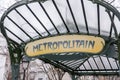 Metropolitan subway station with art nouveau decorations in Paris, France