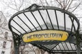 Metropolitan subway station with art nouveau decorations in Paris, France