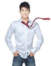 Metrosexual, handsome chinese hunk in white shirt Royalty Free Stock Photo